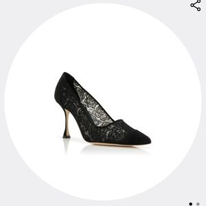 Manolo Blahnik Sololaria Black Lace Heels NWT 40.5